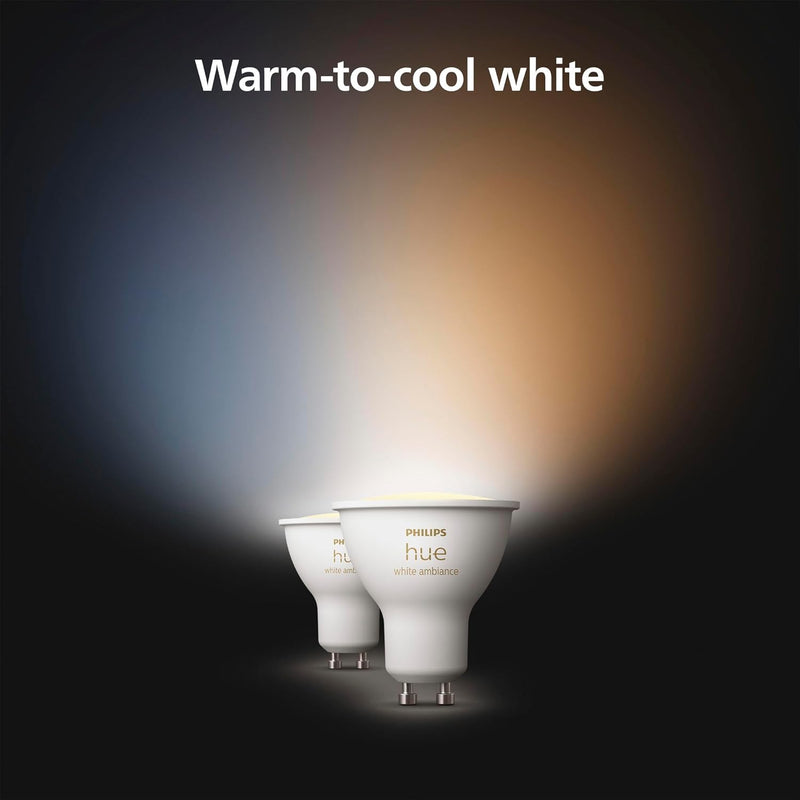 Philips Hue White Ambiance GU10 Smart LED Bulbs | 400 Lumens | Twin Pack