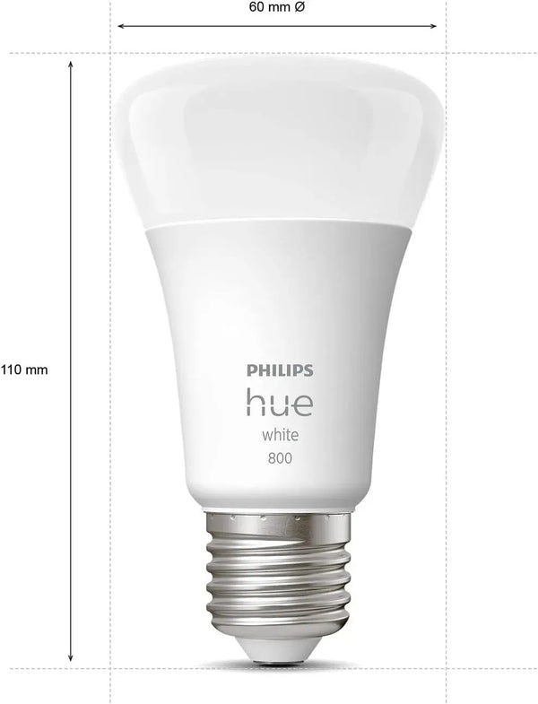 Philips Hue E27 Warm White | A60 Smart LED Light Bulb | Edison Screw | Bluetooth Zigbee