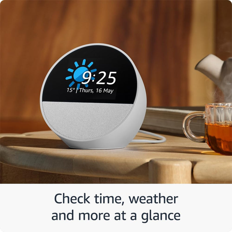 Amazon Echo Spot | Smart Alarm Clock with vibrant sound | Alexa | 2024 release | Black