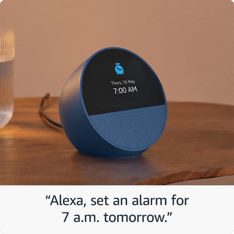 Amazon Echo Spot | Smart Alarm Clock with vibrant sound | Alexa | 2024 release | Black