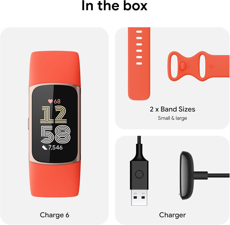 Fitbit Charge 6 | Activity Tracker | GPS | Google Wallet | Orange