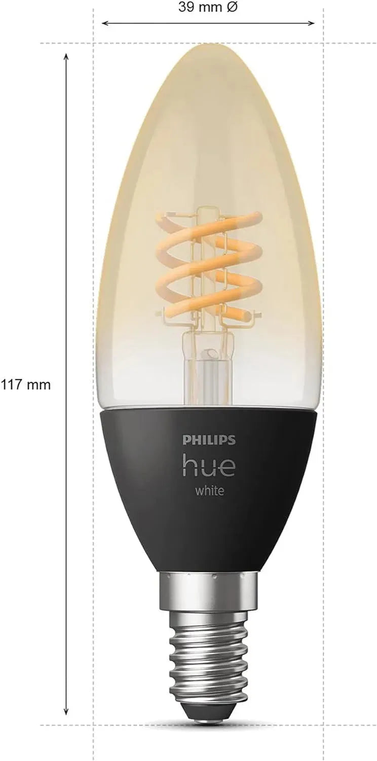 Philips Hue E14 | White Filament Single Smart LED Bulb | Works with Alexa, Google Assistant and Apple Homekit | Small Edison Screw