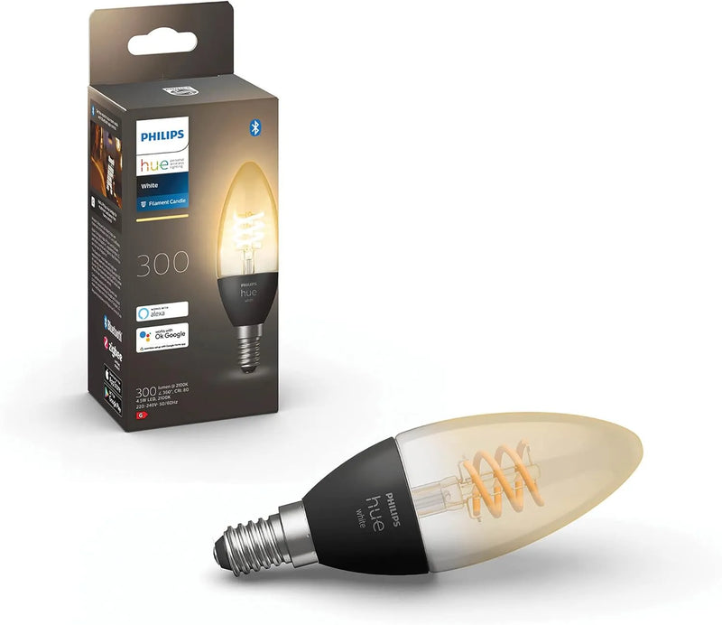 Philips Hue E14 | White Filament Single Smart LED Bulb | Works with Alexa, Google Assistant and Apple Homekit | Small Edison Screw