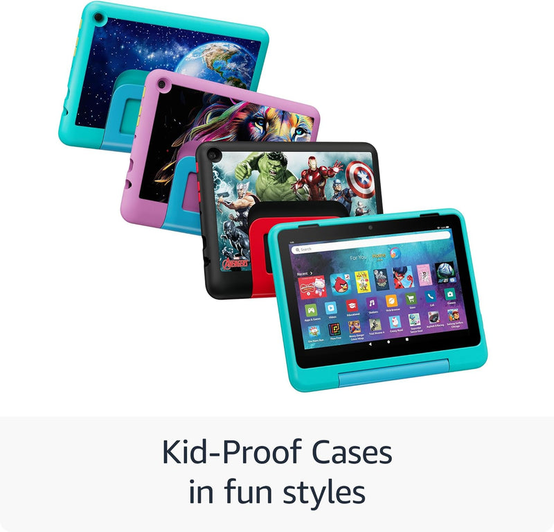 Amazon Fire HD 8 Kids Pro (2024) | 8" HD | Kid-Friendly Case | Hello Teal | Parental Controls