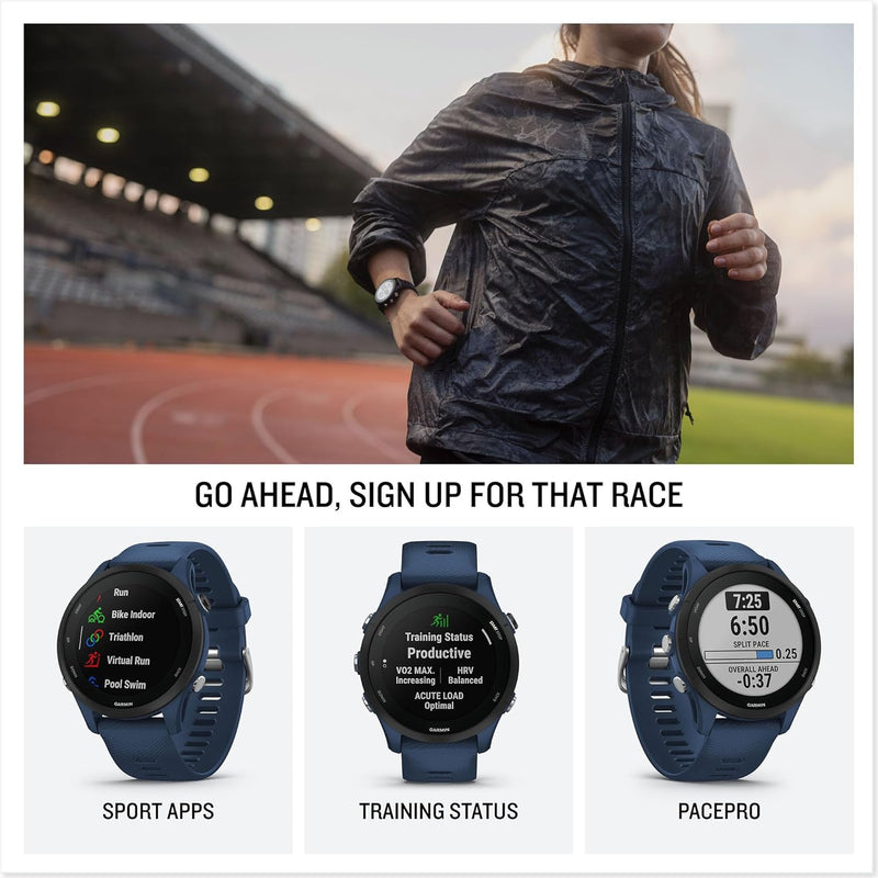 Garmin Forerunner 255 Smartwatch | Slate Grey | Easy to Use Lightweight GPS Running Smartwatch | Up to 14 days Battery Life