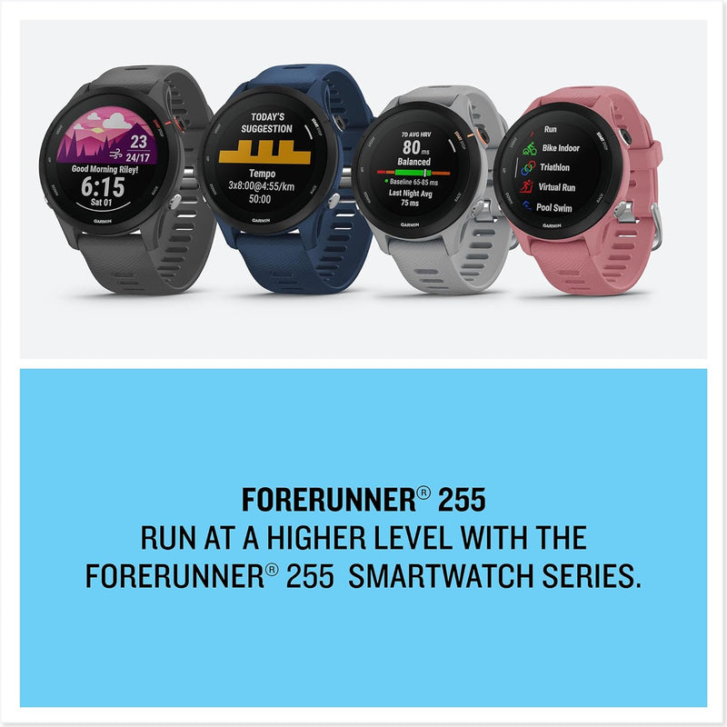 Garmin Forerunner 255 Smartwatch | Slate Grey | Easy to Use Lightweight GPS Running Smartwatch | Up to 14 days Battery Life