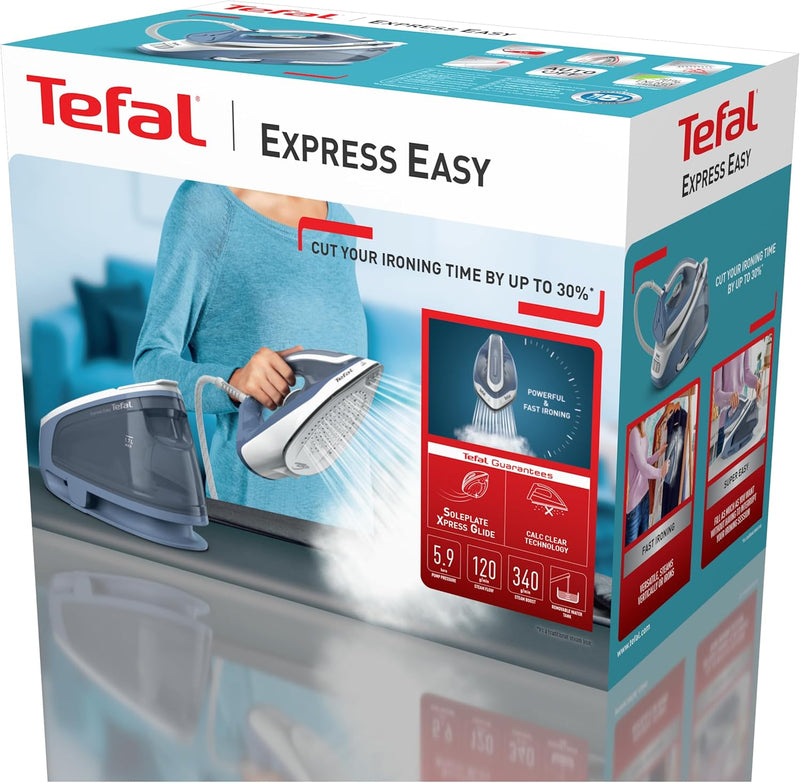 Tefal Express Essential Steam Iron | 5.9 Bar | 120g/min | 1.7L Tank | Blue