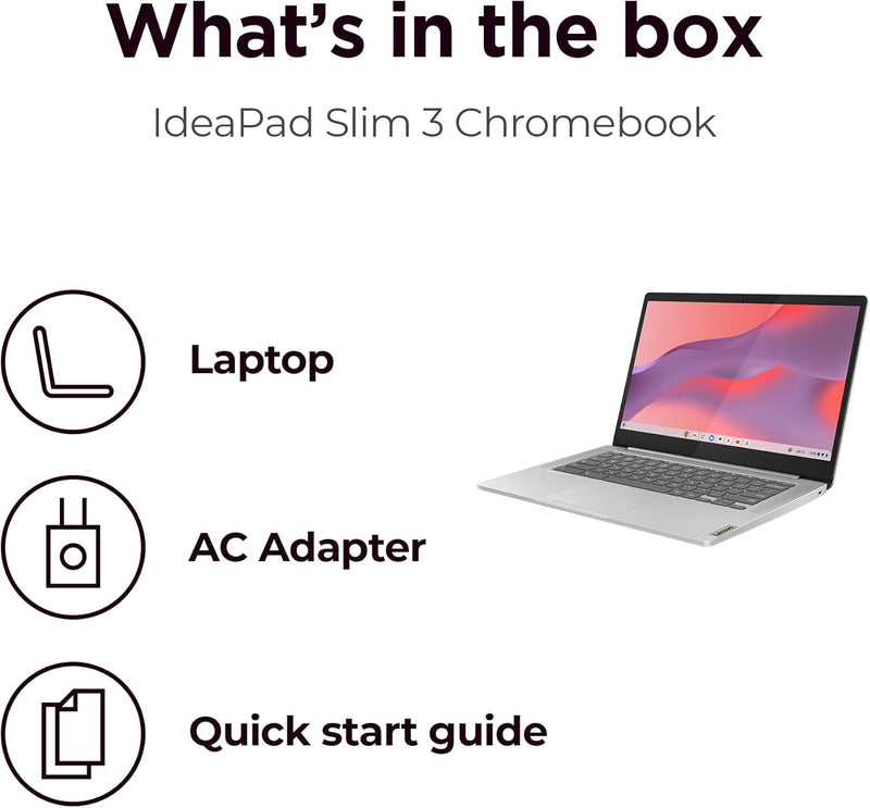 Lenovo IdeaPad Slim 3 Chromebook | 14 Inch FHD Laptop | MediaTek Kompanio 520 | 4GB RAM | 64GB eMMC | Chrome OS | Abyss Blue