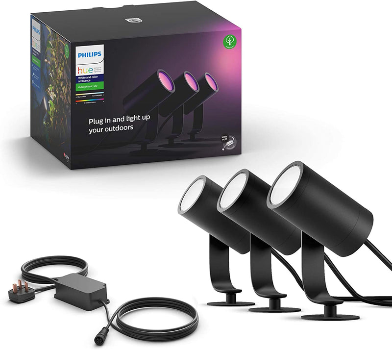 Philips Hue Lily Spot Base Kit- Outdoor Smart Home Colour Lighting- 3 Piece