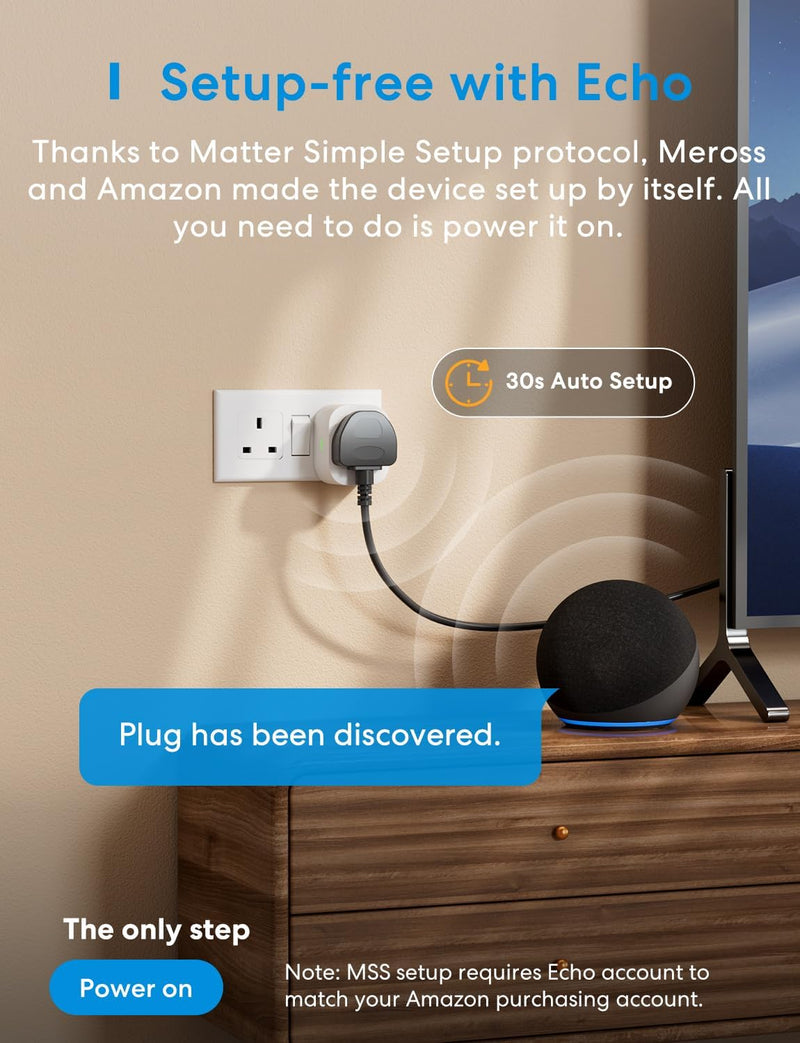 Meross Matter Smart Plug | Energy Monitoring, Mini WiFi Plug with Matter Simple Setup