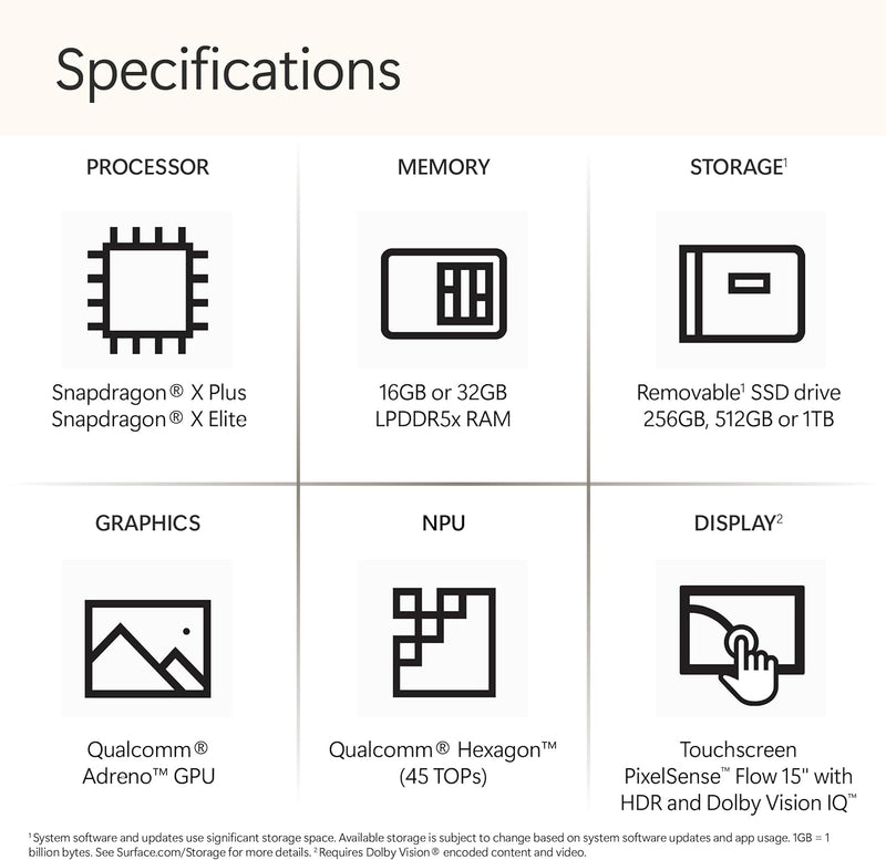 Microsoft Surface Laptop | Copilot+ PC | 15" Touchscreen | Snapdragon X Elite | 32GB | 1TB | 7th Edition