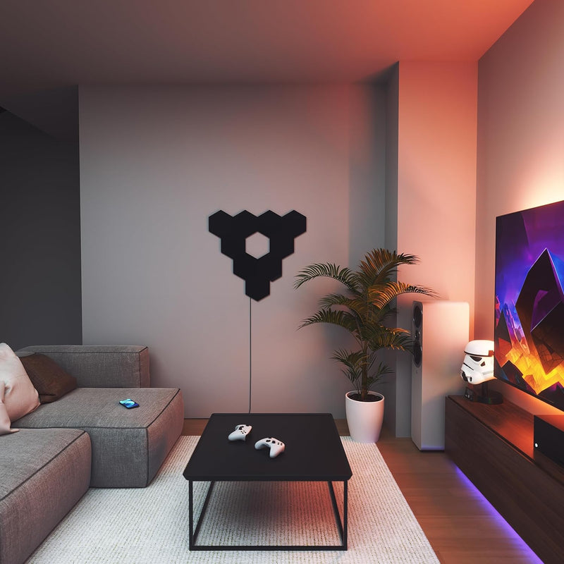 Nanoleaf Shapes Ultra Black Hexagon Starter Kit | 9 Smart Light Panels LED RGBW | Wi-Fi Colour Changing Wall Lights for Room Decor & Gaming