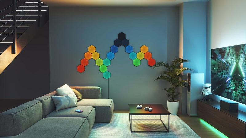 Nanoleaf Shapes Ultra Black Hexagon Starter Kit | 9 Smart Light Panels LED RGBW | Wi-Fi Colour Changing Wall Lights for Room Decor & Gaming