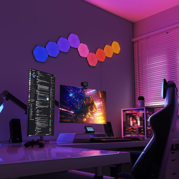 Nanoleaf Shapes Ultra Black Hexagon Starter Kit | 9 Smart Light Panels LED RGBW | Wi-Fi Colour Changing Wall Lights for Room Decor & Gaming