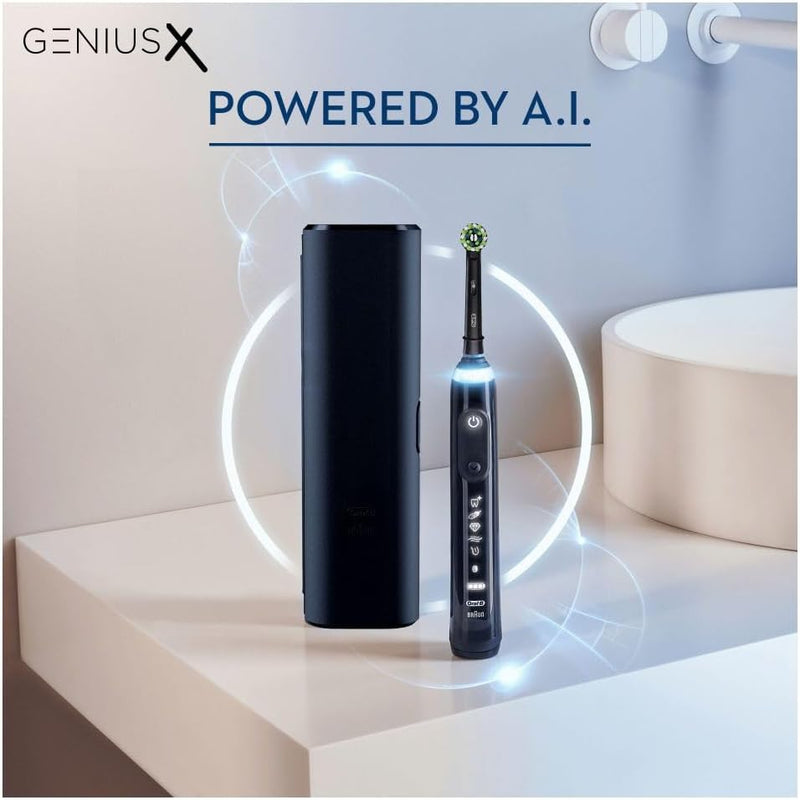 Oral B Genius X | Electric Toothbrush with AI | App Controlled with Travel Case | Midnight Black