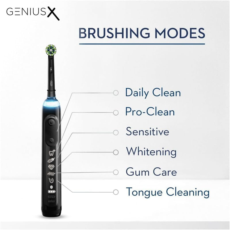 Oral B Genius X | Electric Toothbrush with AI | App Controlled with Travel Case | Midnight Black