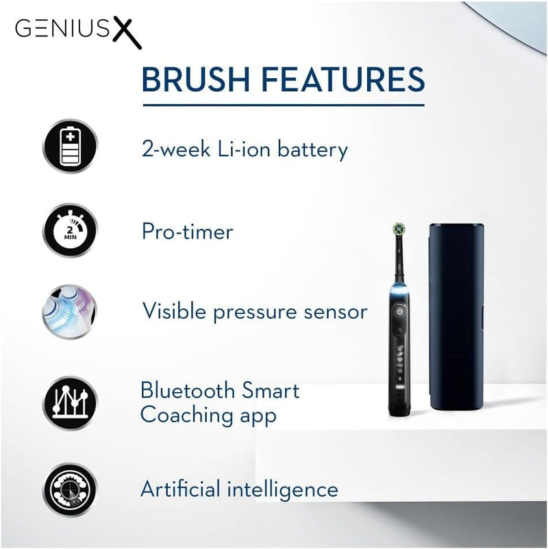 Oral B Genius X | Electric Toothbrush with AI | App Controlled with Travel Case | Midnight Black