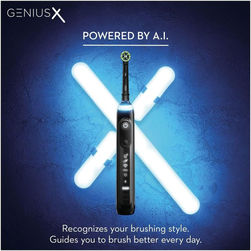 Oral B Genius X | Electric Toothbrush with AI | App Controlled with Travel Case | Midnight Black