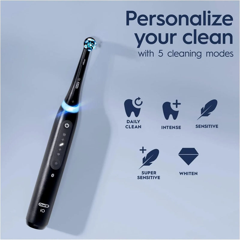 Oral-B iO5 Electric Toothbrush | For Adults, 1 Toothbrush Head & Travel Case, 5 Modes With Teeth Whitening | UK 2 Pin Plug | Black