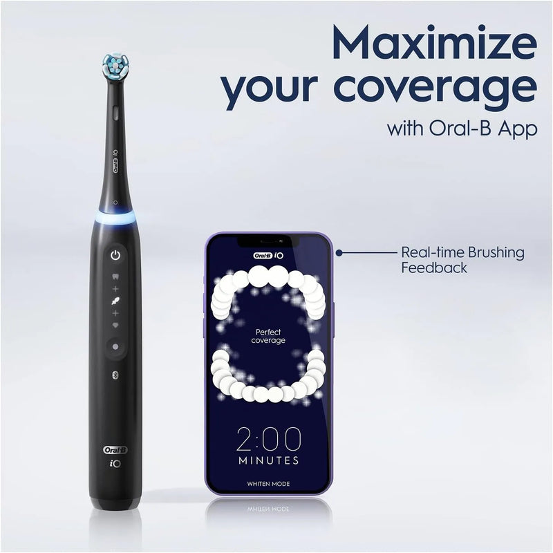 Oral-B iO5 Electric Toothbrush | For Adults, 1 Toothbrush Head & Travel Case, 5 Modes With Teeth Whitening | UK 2 Pin Plug | Black