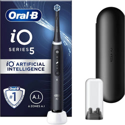 Oral-B iO5 Electric Toothbrush | For Adults, 1 Toothbrush Head & Travel Case, 5 Modes With Teeth Whitening | UK 2 Pin Plug | Black