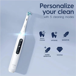 Oral-B iO5 Electric Toothbrush | For Adults, 1 Toothbrush Head & Travel Case, 5 Modes With Teeth Whitening | UK 2 Pin Plug | White