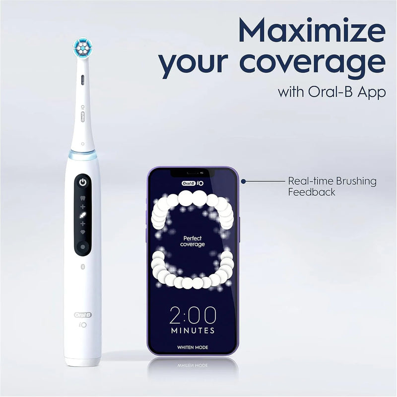 Oral-B iO5 Electric Toothbrush | For Adults, 1 Toothbrush Head & Travel Case, 5 Modes With Teeth Whitening | UK 2 Pin Plug | White