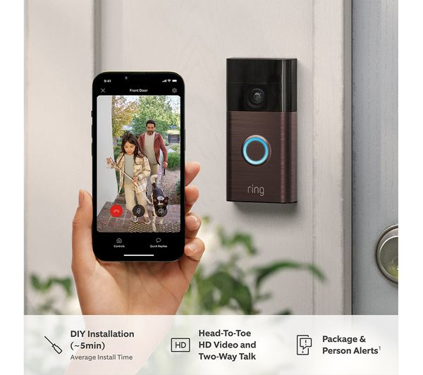 Ring Battery Video Doorbell | HD Video | Wireless | Easy Install | 2-Way Talk | 3rd Gen 2024 | Venetian Bronze