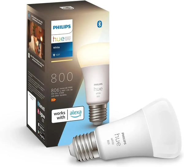 Philips Hue E27 Warm White | A60 Smart LED Light Bulb | Edison Screw | Bluetooth Zigbee