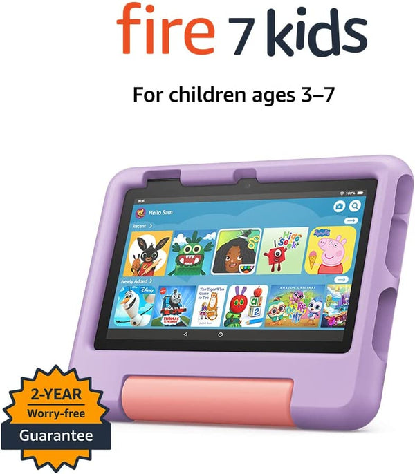 Amazon Fire 7 Kids Tablet | 7" display, Ages 3-7, 32 GB | Purple 12th Gen 2022